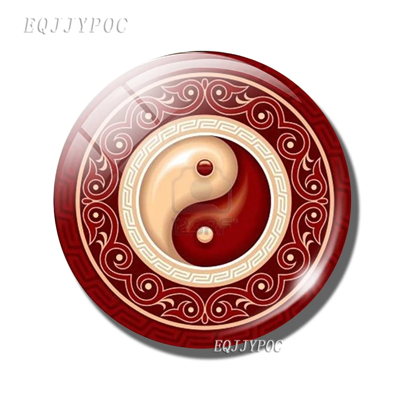 
Art Tai Chi Glass Cabochon Fridge Magnet Yin Yang refrigerator magnets Religious Yoga Refrigerator decoration sticker Home Decor 