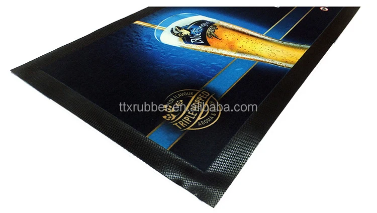 custom OEM heat transfer printing Nitrile Rubber bar runner custom digital printing full color promotion gift bar glass mat