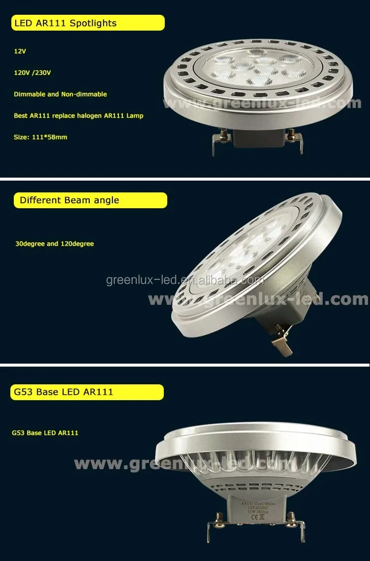 Controlled the white light 2700 k / 3000 k g53 ar111 light bulb
