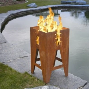 Современная Садовая портативная металлическая наружная пожарная яма из кортеновой стали