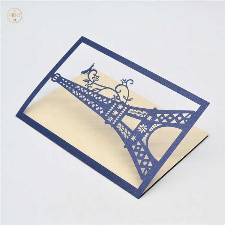 Sweet sixteen invitation laser paper cut eiffel