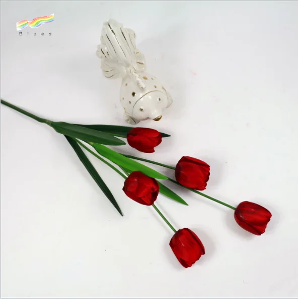 Artificial parrot tulip blue tulip flower plastic tulip flowers decoration wholesale