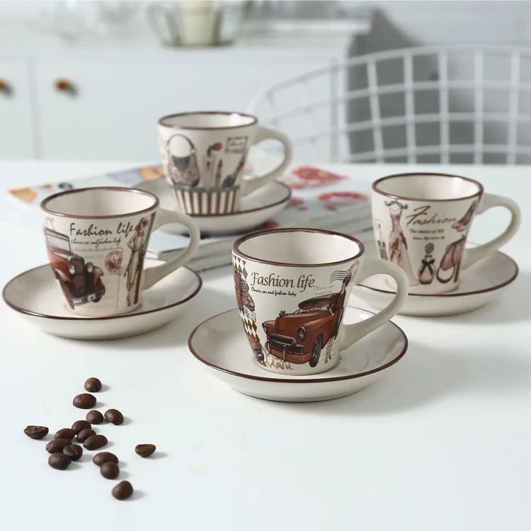Manufacturer Wholesale Turkish Style Creative Custom Size Ceramic Tea Cup With Saucer
