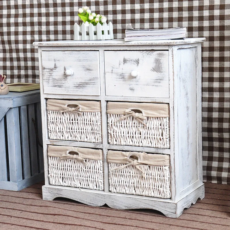 Тумбочки Мебель Деревянный прикроватный ночной столик потертый шикарный ящик консоль шкаф