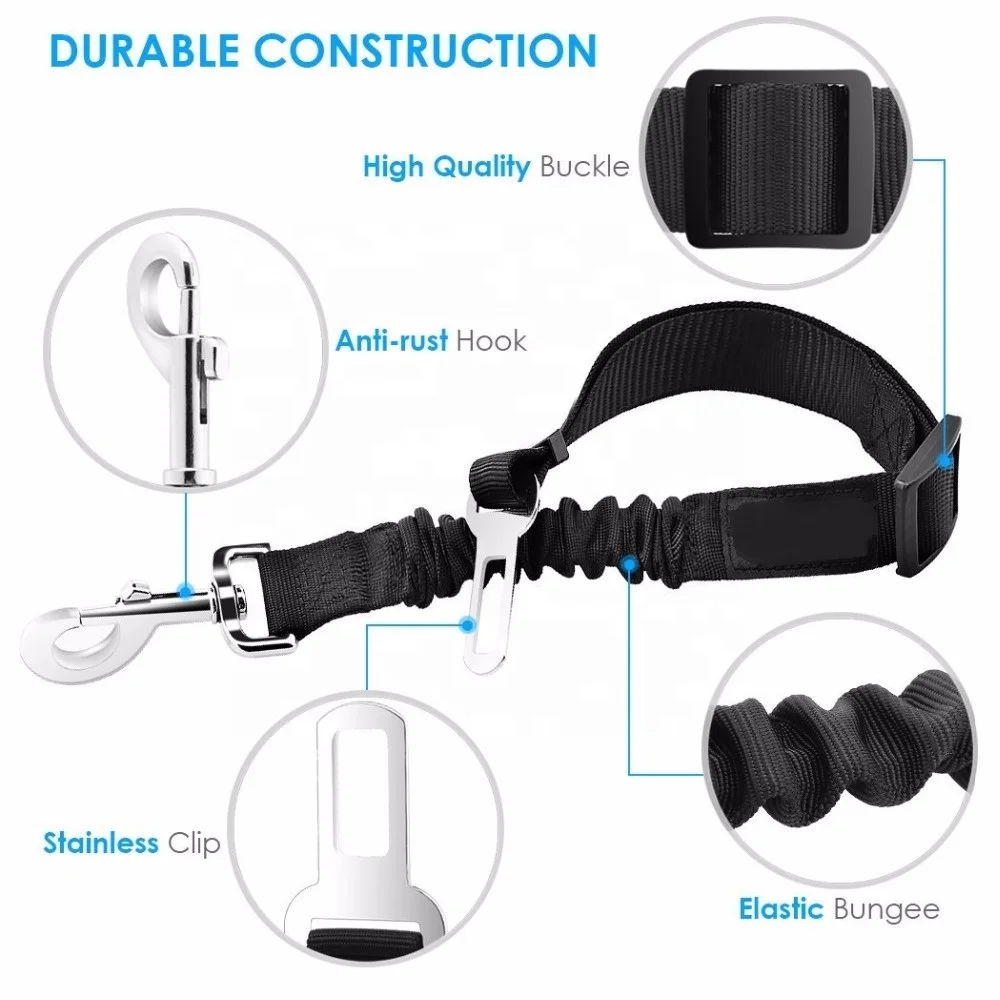 Регулируемый сверхмощный, эластичный и прочный автомобильный ремень безопасности для собак