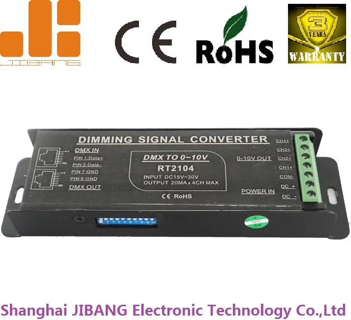 Shanghai JIBANG DC15-30V Input 4CH DMX to 0-10V Converter RT2104