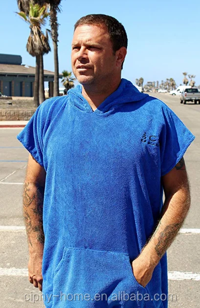 Cotton Surf Beach Hooded Poncho Changing Bath Robe Towel with Pocket with embroidery LOGO