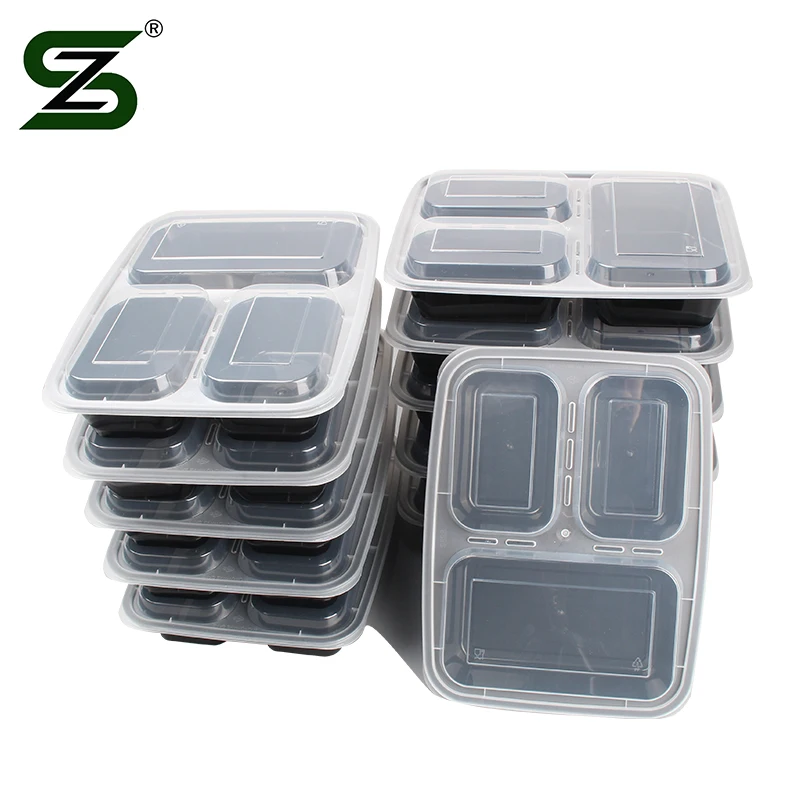 disposable to go plastic bpa free meal prep 3 compartment food containers