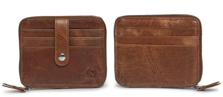 Thin Billfold Vintage Wallet Men Money Clips Genuine Leather Clamp for Money Holder Credit Card Case Cash Clip 12 Card Pocket