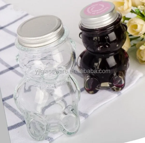 Hot selling wholesale price available different sizes glass bear jar glass bear honey jar bear shaped glass jars