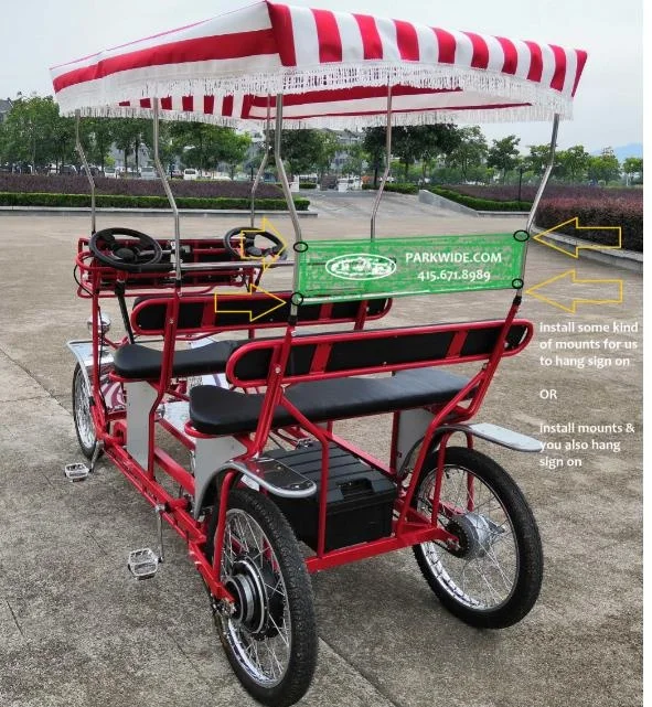 DELUXE  6PERSONS ELECTRIC   SURREY BIKE WITH LED LIGHT QUADRICYCLE