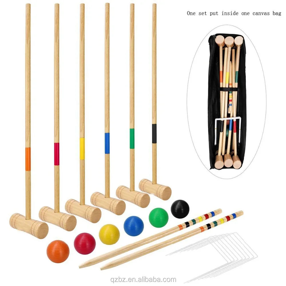 6 player croquet set series with wooden