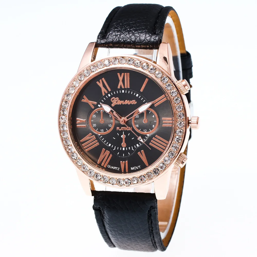 
Luxury Ladies Leather Wrist Watches Western Ladies Fancy Women Watch Made With Crystal women fancy leather watches 