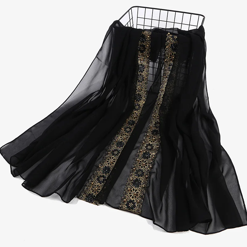 Wholesale china heavy chiffon women Muslim jersey shawl sequin hijab