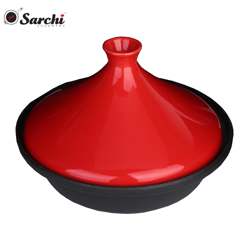 
Amazon hot sale Cast iron tagine pot with ceramic lid 