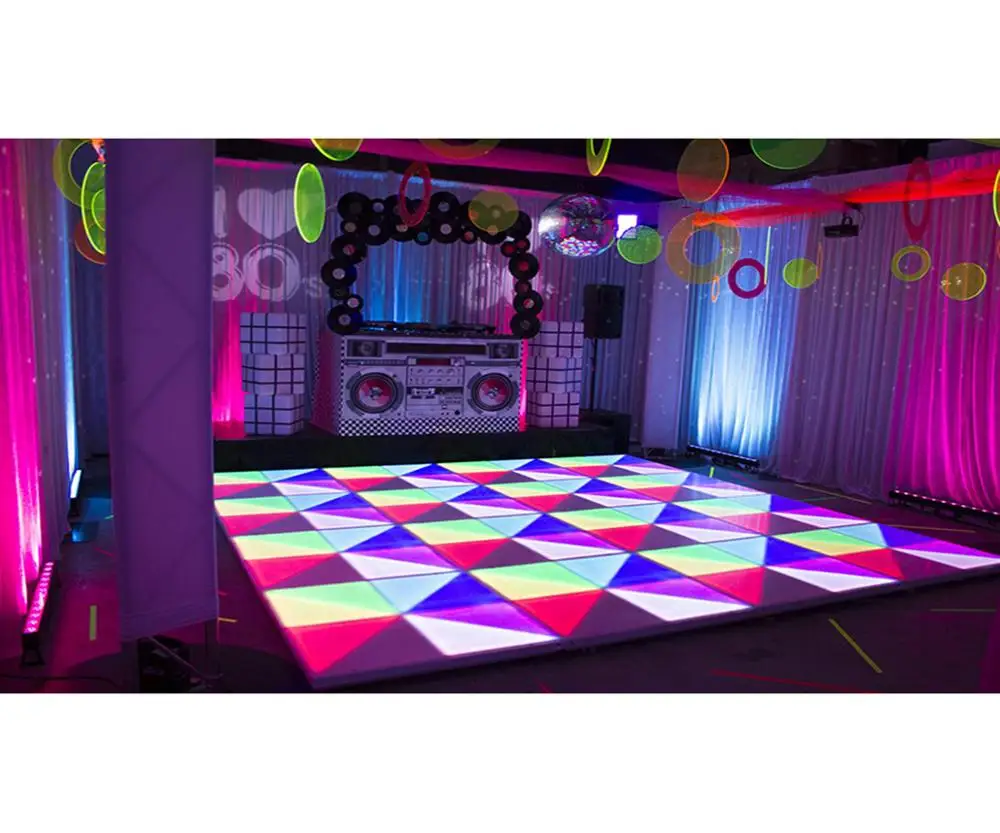 Interactive RGB dance floor with RGB lights for romantic wedding decoration