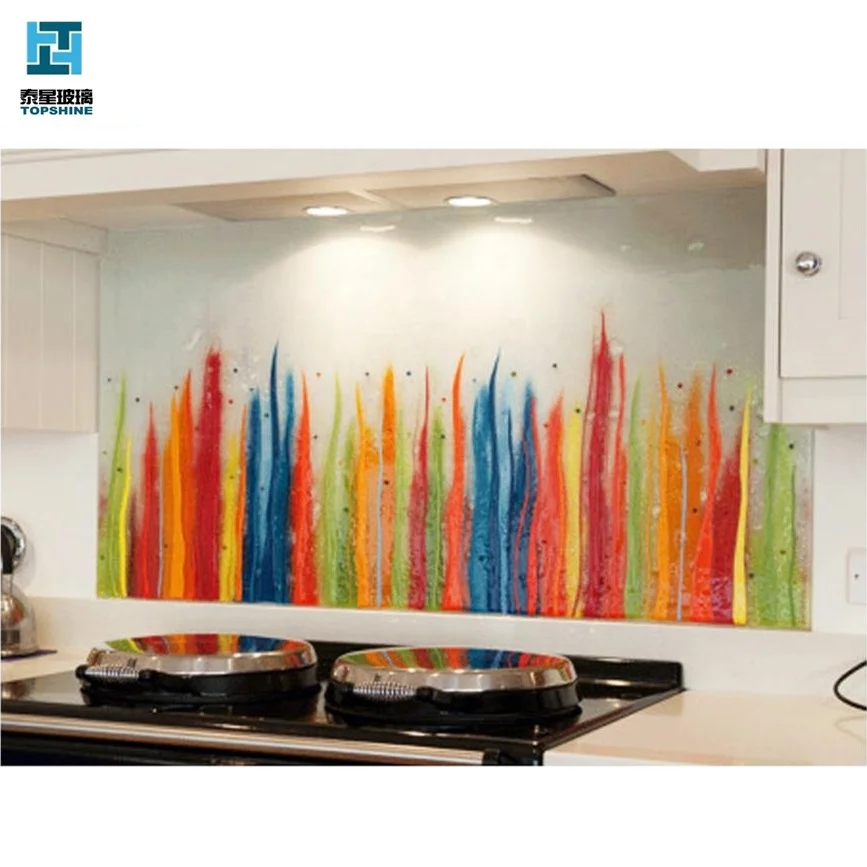 silkscreen printed tempered Glass backsplash for kitchen