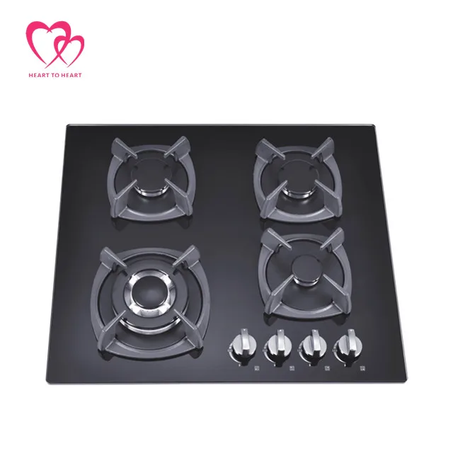 Hot Sale Black Tempered Glass panel 4 Burner Gas Cooker
