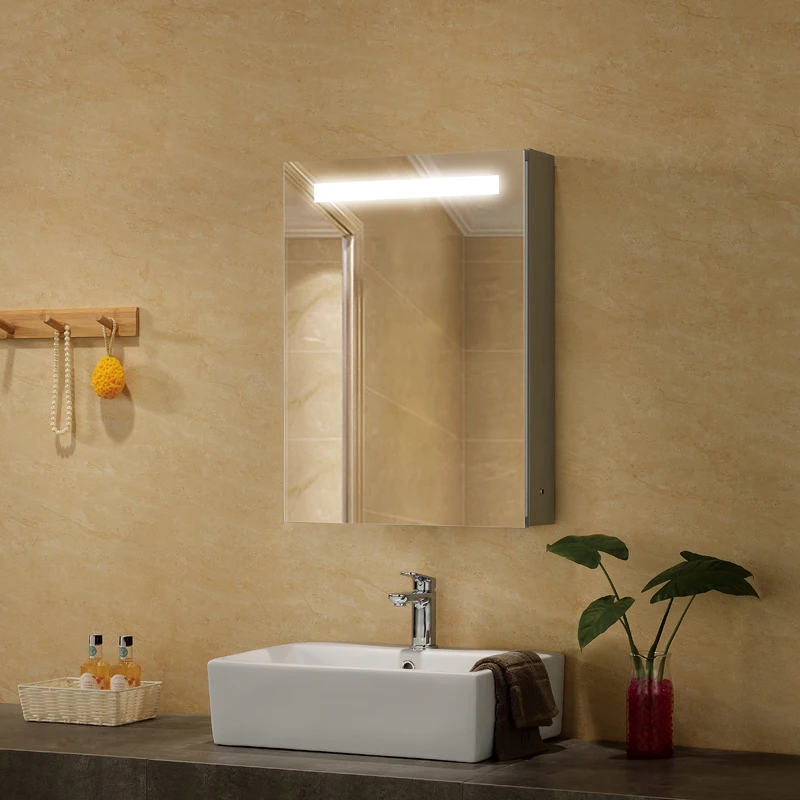 Bathroom Back Lit Led Lighted Toilet Frameless Wall Mirror Cabinet