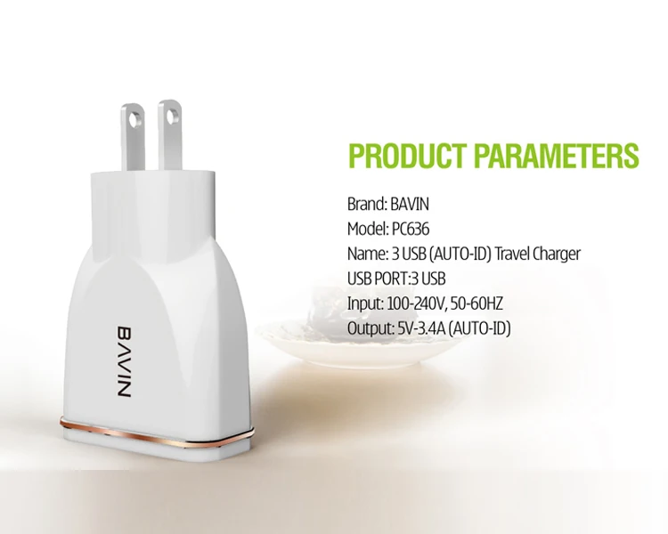 BAVIN mobile battery charger usb charger cable micro ios type-c universal charger