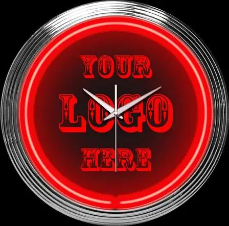 Blank neon clock red blue green yellow white purple orange neon ring light imprint logo on dial oem factory shanghai antuo