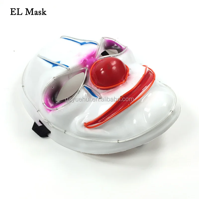 High Grade Clown Face EL Wire Glittery Cartoon Music Sensitive Mask Neon Led Strip Luminous Camouflage Mask Powered by Battery