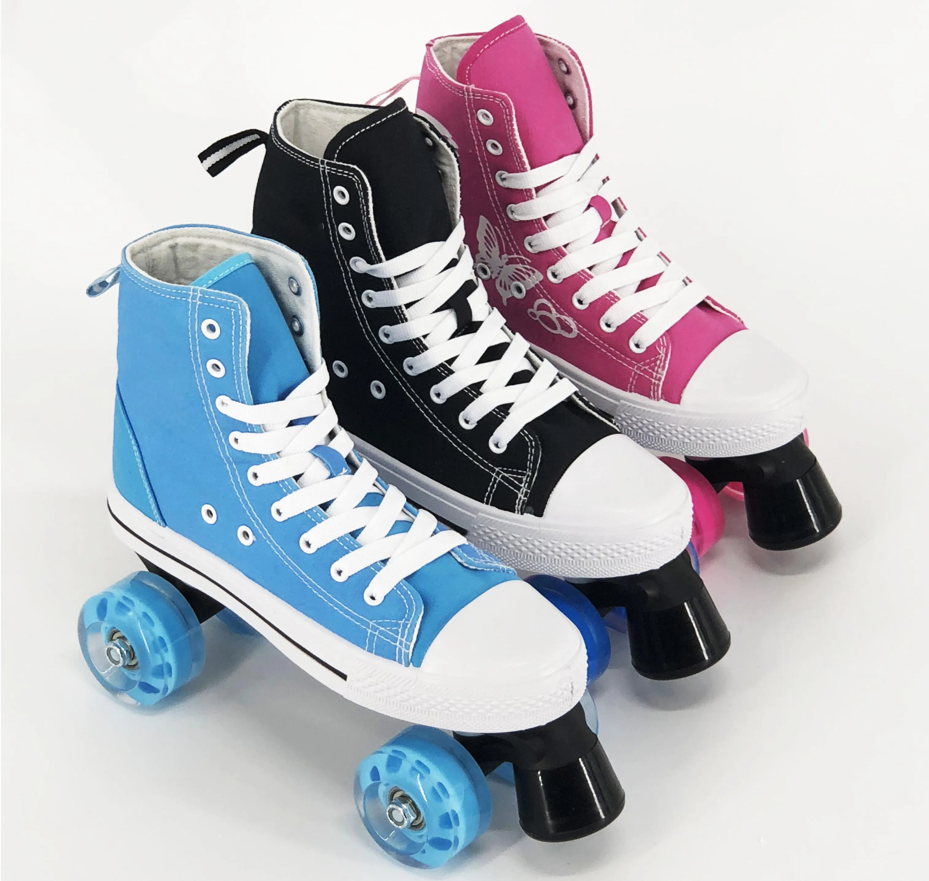 Outdoor PU wheel 2 back wheel 2 front wheel canvas high quality  skating rink  Roller Quad Skates on sale
