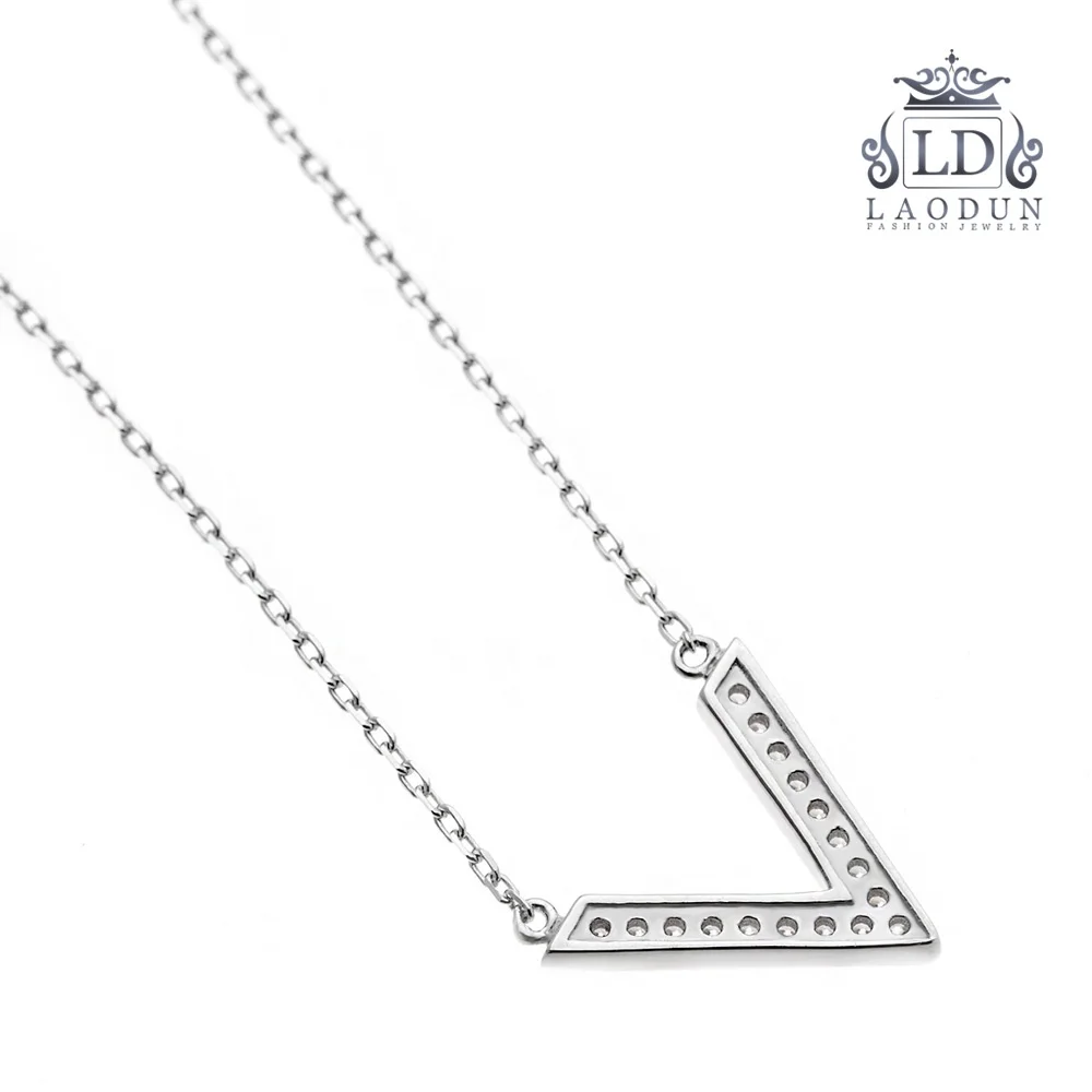 Letter V Initial Necklace for Women 925 silver alphabet hot sell fashion Pendant zircon Necklace
