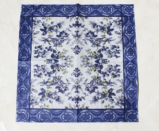 Wholesale vintage flower printed tissue paper napkin serviettes for dinner