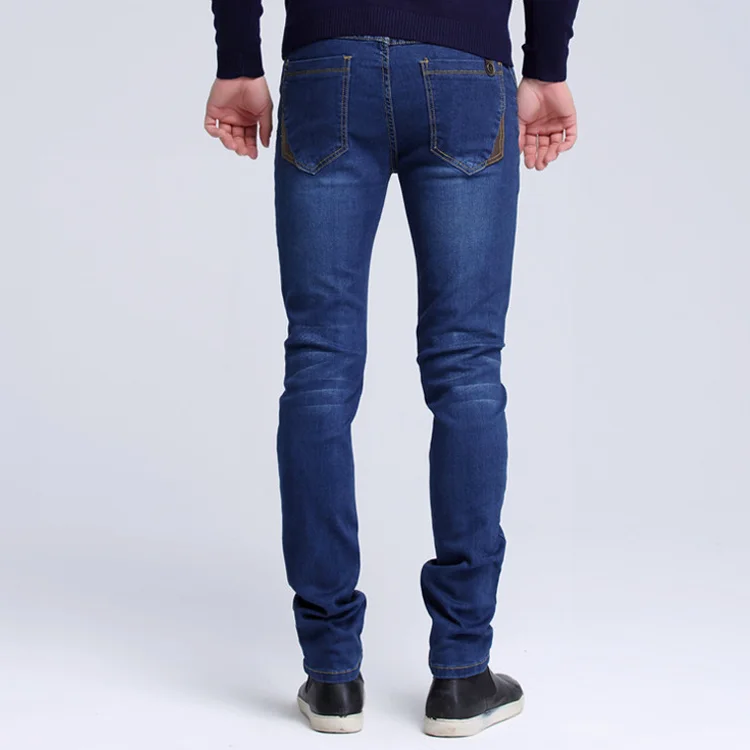 Yihao New Style Jeans Pent Casual Slim Straight Pants Long Trousers Blue Men Denim Jean