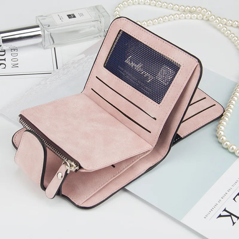Matte PU leather hand purse baellerry women short section wallet with cards slot coin pocket,lady fashion purse