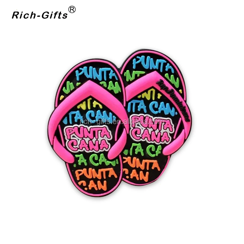 
Custom cartoon 3D soft PVC magnet fridge magnet with flip flop LOGO for Punta Cana 