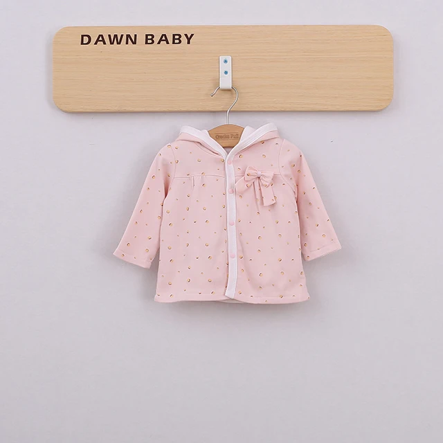 
100% cotton kid jacket autumn outerwear hooded coat baby outwear with snaps 