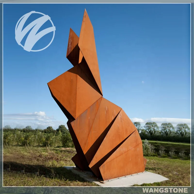Animal Statue Corten Steel Abstract Rabbit Sculpture