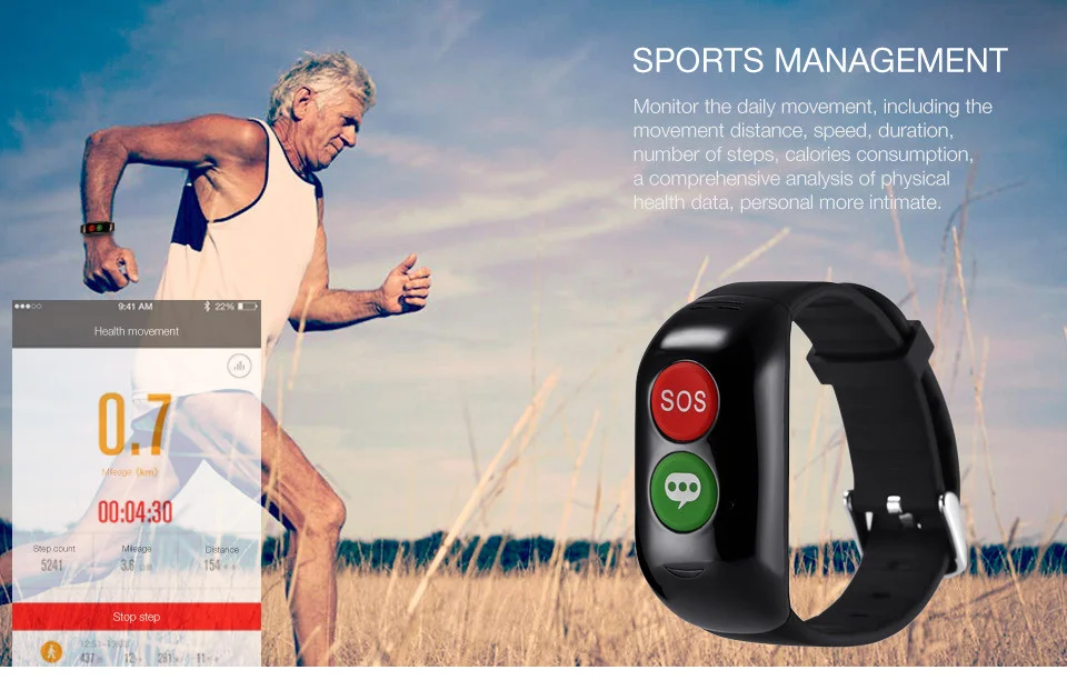 Умный Браслет SOS для пожилых людей, с одной кнопкой для экстренного вызова, с одной кнопкой, с голосовыми сигналами, с gps-трекером, часы для пожилых людей