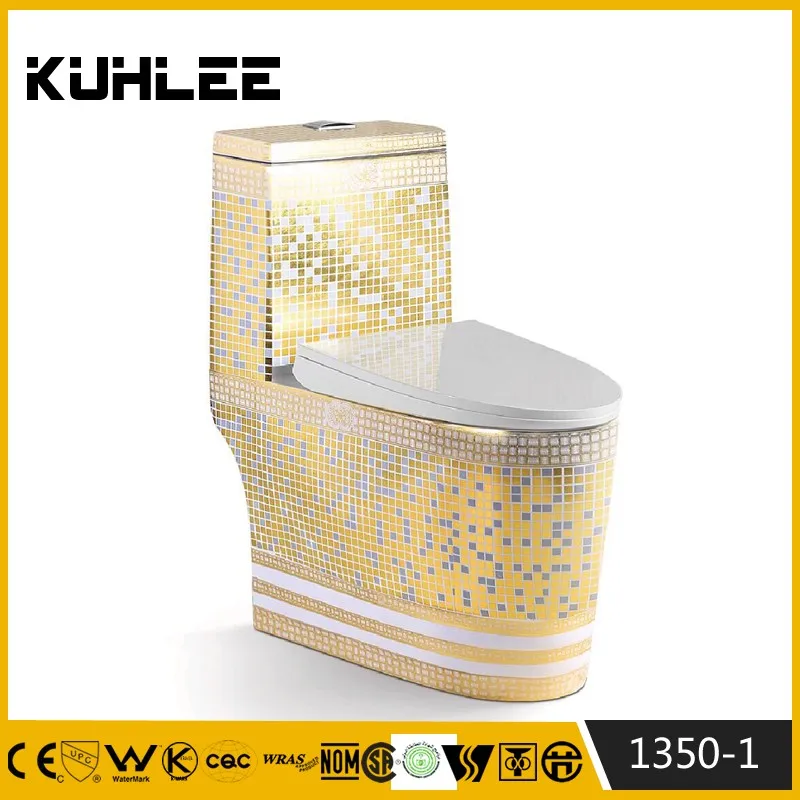 New sanitary ware gold toilet ceramic washdown one piece gold toilet wc