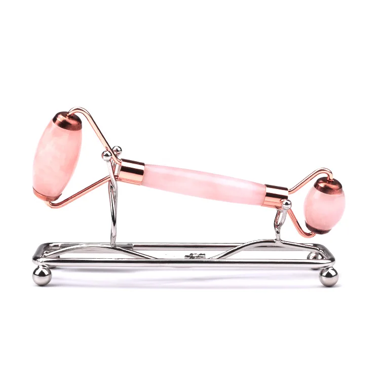 Anti Aging Facial Tools 100% Nephrite Jade Ball Roller Therapy rose jade Rose Quartz Stone roller With Metal Ear