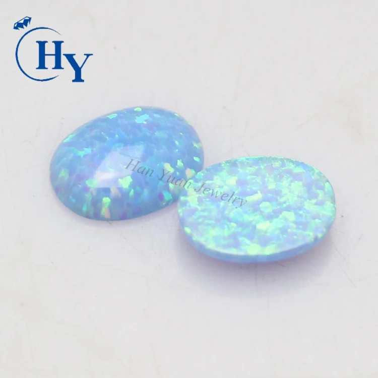 Blue opal oval cabochon synthetic loose opal for silver ring