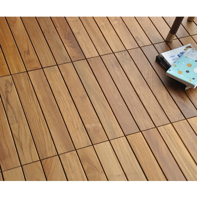 DIY Interlocking Deck Tiles Burma Teak Solid Wood Outdoor Garden Path Decking Tiles