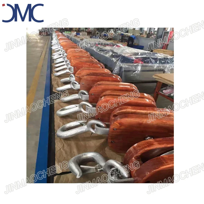 Wooden regular chain and rope single pulley blocks