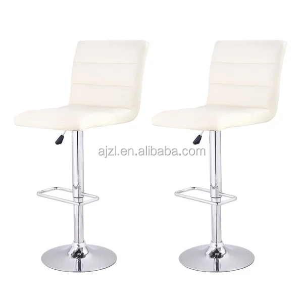 Leatherette Adjustable Chrome Base Barstool Chair with Horizontal Channel Tufting (Set of 2)