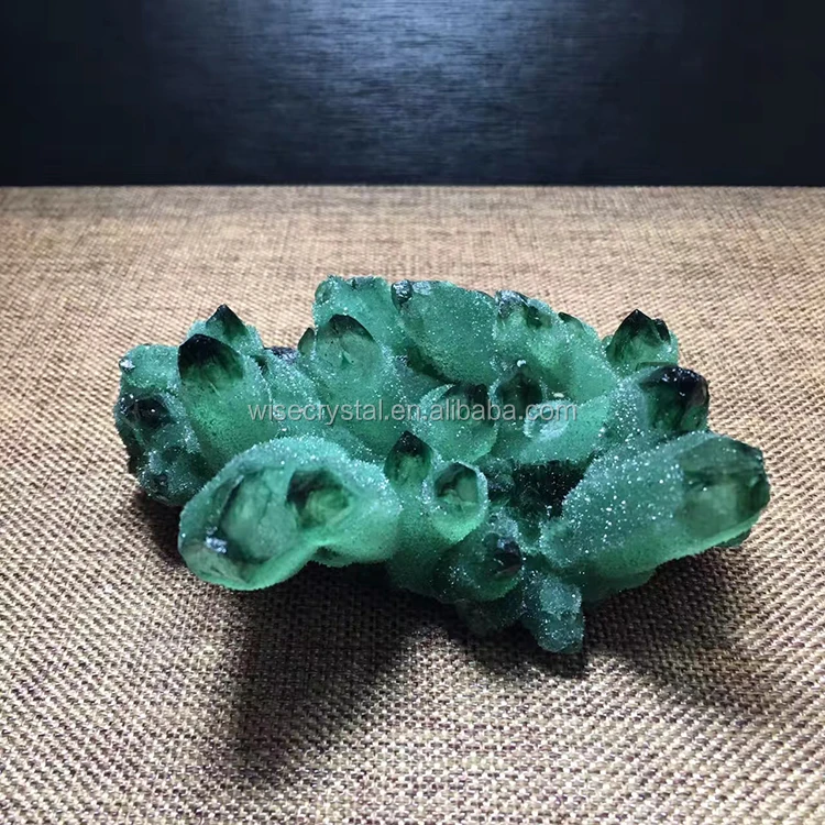 Natural Green Crystal Cluster Skeletal Quartz Point Wand Mineral Healing Crystal