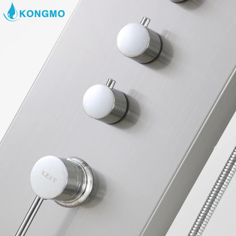 
LED Bathroom Shower Panel Multi-Function 304 Stainless Steel Wall Mounted Cold And Hot Water Amazon Hot Sales Matt Black 6209 