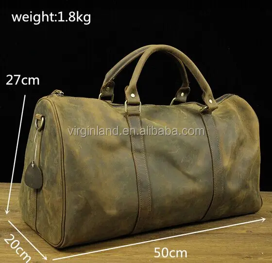 Custom Private Label Leather Duffel Bag Vintage Genuine Leather Travel Bag