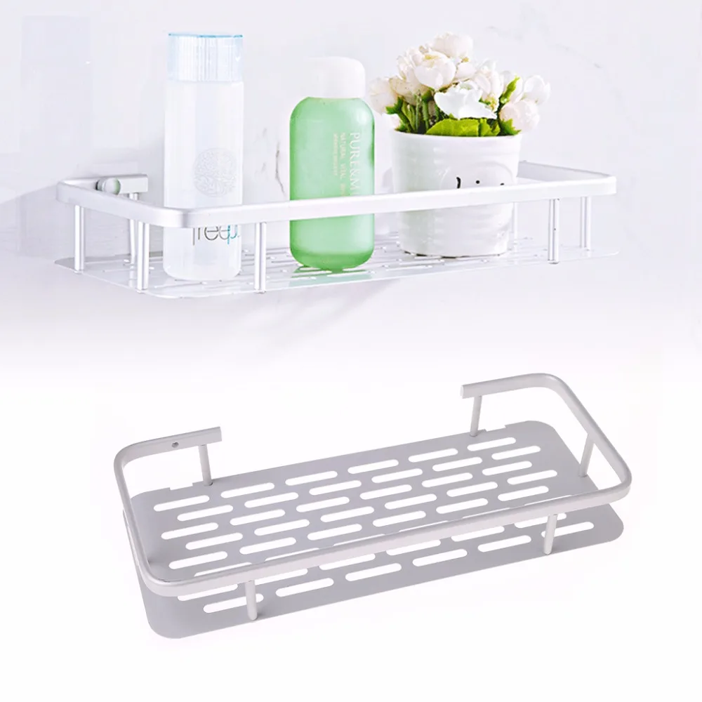 1 Tier Wall Mounted Bathroom Shelf Shower Rack Shampoo Soap Holder Hanger