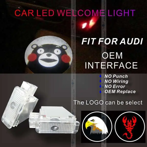 ANGELHUE 2019 new product Aluminum case fit for audi A1 A2 A3 A4 A5 A6 A7 LED door  logo light projector
