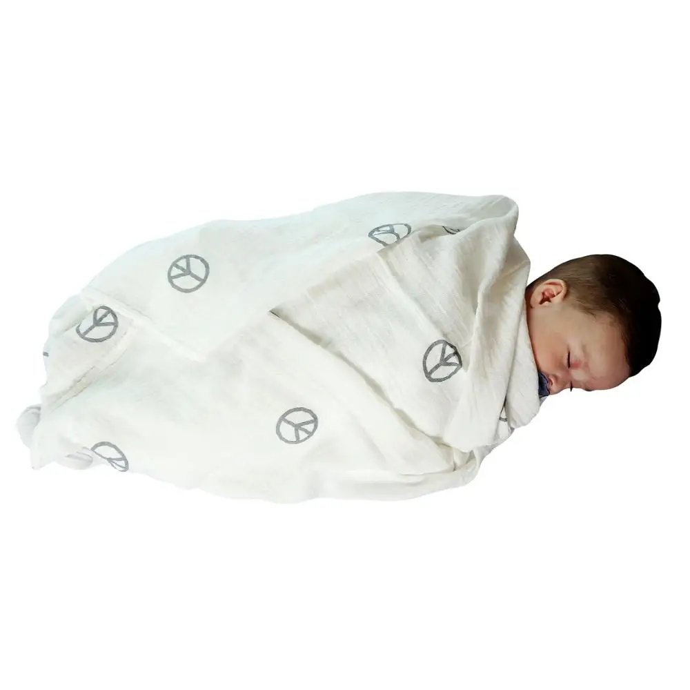 Wholesale cotton or bamboo baby muslin swaddle blanket