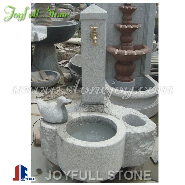 
European Carved Stone Granite Wall Fountain with fish sculpture 