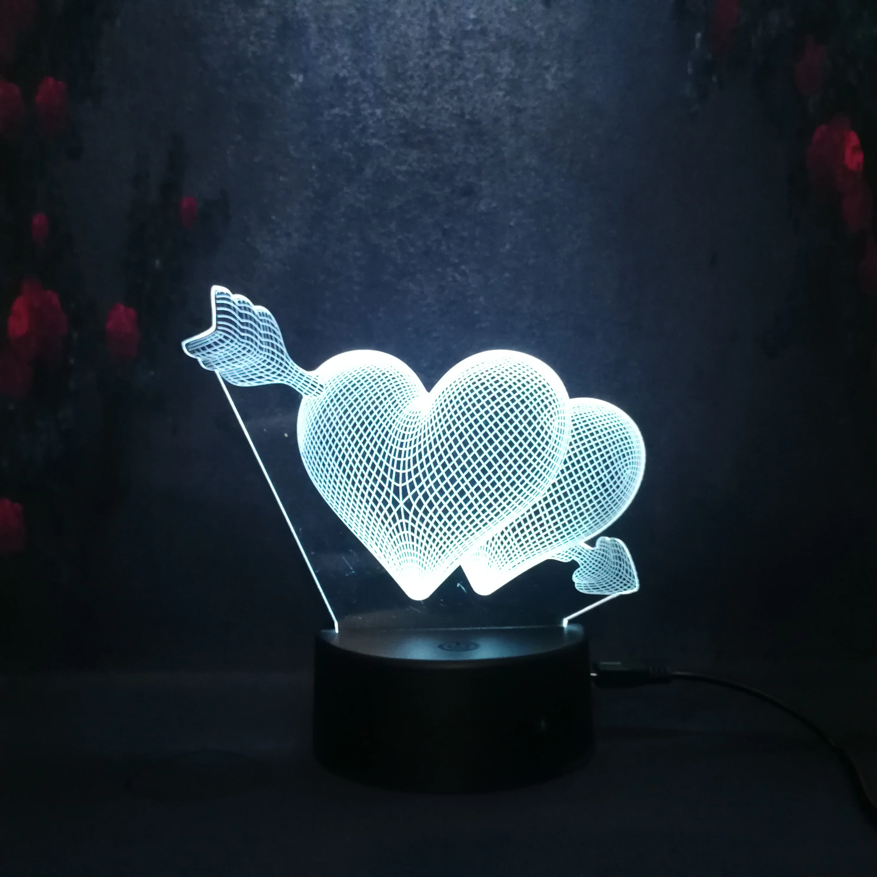 Creative heart I Love You 3D LED Touch LAMP RGB Night Light Table Bedroom Bedside Decor Girlfriend Lover Gift lava lighting