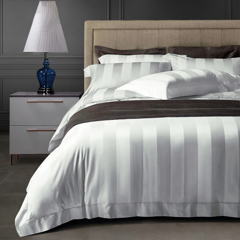 100% cotton checkered queen stripe duvet cover sets with pillow case bed sheet